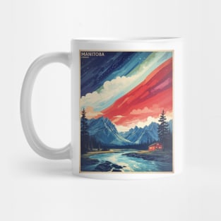 Manitoba Canada Starry Night Aurora Boreal Vintage Poster Tourism Mug